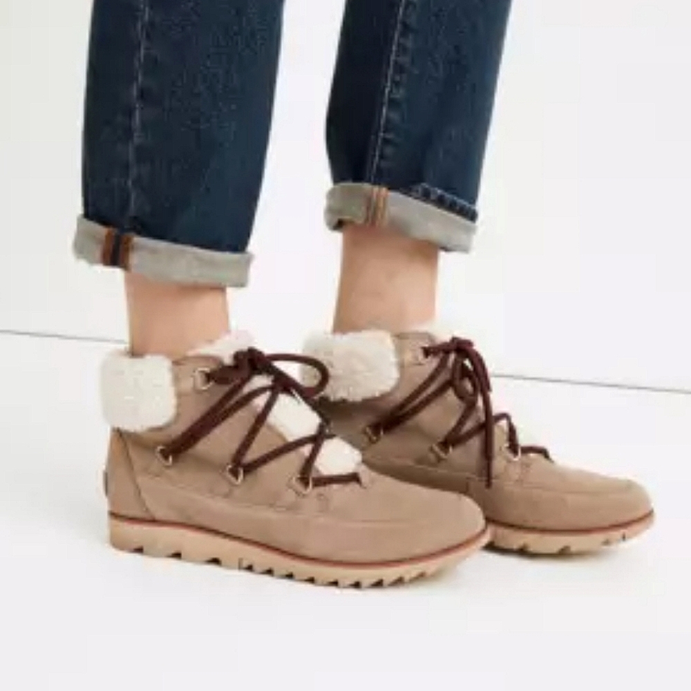 SOREL Harlow Lace Cozy Women's Waterproof Snow Boot Taupe Size 6.5